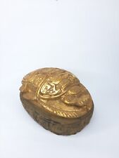 BEETLE CARVED ANTIQUE GOLD Stone Ancient Stone Egypt Vintage Scarab Egyptian Bc picture
