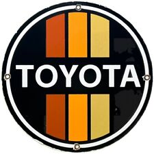 VINTAGE TOYOTA TRUCKS PORCELAIN SIGN OIL GAS DEALERSHIP FORD MOPAR USED CARS picture