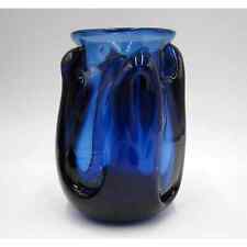 Vintage CHET COLE USA Signed Abstract Hand Blown Art Glass Vase 6.5