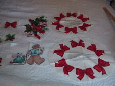 Vtg Lot Christmas Cut Appliques Red Bows Holly Poinsettia++ Fabric Crafts #PB15 picture