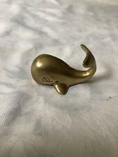 Vintage Small Solid Brass Whale Figurine Paperweight 3.5” picture