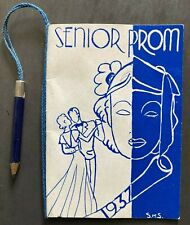 SCARCE  1937 Stamford High School Senior Prom Card with pencil attached  picture