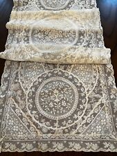 Antique FRENCH NORMANDY LACE RUNNER DRESSER SCARF PILLOW TOPPER 16
