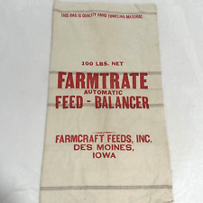 Vintage Feed Sack FARMCRAFT FEEDS, INC DES MOINES IOWA 100 LB picture