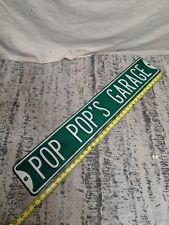 Vintage Enamel Street Sign Pop Pop's Garage 36