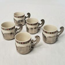 Demitasse / Espresso Set Of 5 Cups and Metal Holders INOX 18-10 MOD DEP picture