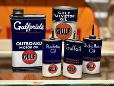 Lot Of 5 Early Gulf Oil Tin Cans. picture