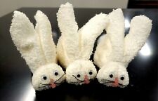 White Terrycloth Washcloth Easter Bunny Rabbits Lot of 3 Handmade picture