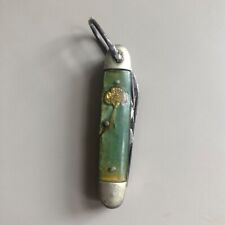 Vintage Girl Scouts green lucite four blade pocket knife c.1948-72 Kutmaster NY picture