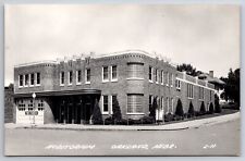 Oakland Nebraska~Fire Station & Art Deco Auditorium~RPPC 1940s Postcard picture
