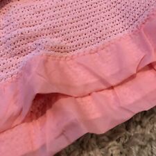 Blanket Vtg Satin Trim Waffle Weave Queen Soft Pink picture
