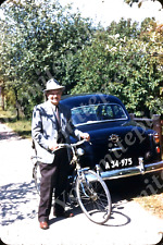 sl52 Original Slide 1950's man bicycle Opel car 416a picture