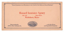 c.1940 AETNA Fire Shield Ad Blotter Howard Insurance Agency Waldoboro ME VTG picture