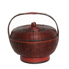 Oriental Handmade Reddish Brown Rattan Basket with Handle ws1159 picture