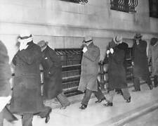 Suspects Covering Faces Outside Police Headquarters Historic Old Photo picture