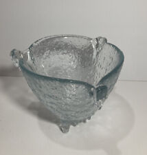Vtg Glass Ice Bucket 3 handles Melting Ice   picture