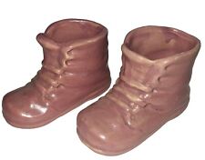 Vtg Pair LIMOGES Miniature Pink Baby Bootie Shoe Figurines H.A. BALLEROY picture