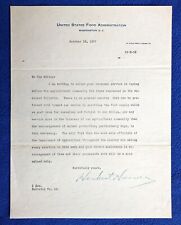 Herbert Hoover Signed Oct. 1917 letter as U.S. Food Administration director picture