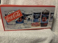 NIB VTG Set of 8 Coca Cola Always Cool Polar Bear 16oz Glasses picture