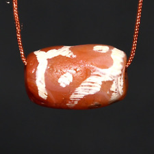 Genuine Large Ancient Central Asian Etched Carnelian Bead over 1200 Years Old picture