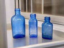 Antique Cobalt Blue Milk Of Magnesia & Hospital Bottle Lot Of 3 picture