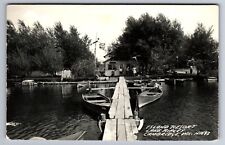 C.1950 RPPC CAMBRIDGE, WI ISLAND RESORT LAKE RIPLEY EBNER BEER AD Postcard P50 picture