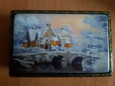 Ukrainian lacquer miniature box “Christmas time in town” Hand made in Ukraine  picture