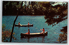 Moodus CT Bashan Lake Canoeing Canoe Postcard   pc16 picture