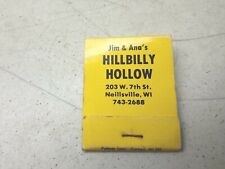 Hillbilly Hollow Jim And Ana Neillsville Wisconsin Vtg Matchbook Advertising  picture