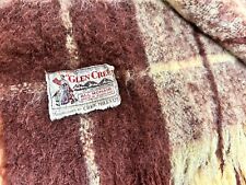 VTG Glen Cree 100% Mohair Scotland Yellow Red Plaid Natural Camp Blanket 70”x44” picture