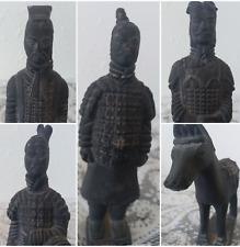 Vintage Terracotta CHINESE WARRIORS & WAR HORSE Figurines Handmade Hand Painted picture