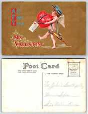 Valentine CUPID POSTMAN SPECIAL DELIVERY HEART Postcard f243 picture