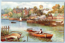 Bowness on Windermere England Postcard Boat Canoeing c1910 Oilette Tuck Art picture