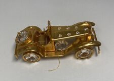 Vintage Austrian Crystal Roadster Car 24K Gold Plated Christmas Ornament picture