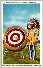 Native Americana~Cherokee North Carolina~Marksman W/ Bow & Arrow~Vintage PC picture