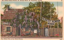 Postcard FL St. Augustine Oldest School House Unused Linen Vintage PC e9919 picture