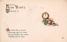 Antique New Years Card Music Notes Tune Vision Board Positivity Vtg Postcard A53 picture