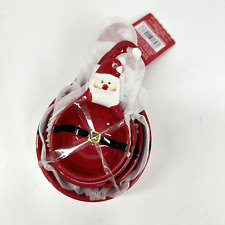 Nesting Ceramic Christmas Measuring Cups Santa Set of 4 PEPPERMINT LANE ASHLAND picture