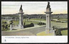 Entrance to Highland Park, Pittsburgh, Pennsylvania, Very Early Postcard, Unused picture