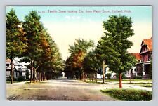 Holland MI-Michigan, Twelfth Street Looking East From Maple Vintage Postcard picture