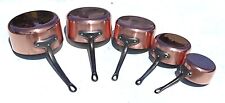 Vintage French Copper Saucepan Set of 5 Faucogney France Tin Lining 8.8lbs picture