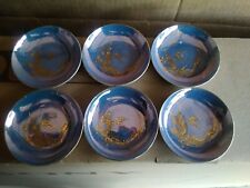 Set Of 6 Blue/Purple Irradescent Gold Dragon Dipping Bowls From Japan Hand Paint picture
