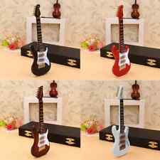 Miniature Wooden Electric Guitar With Stand Brown picture