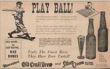 1945 Silver Cream & Old Craft Brew Beer WWII Era RARE newspaper clipped ad 12x8
