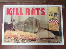 Vintage Ralston Purina Rat Kill Poster Kill Rats 39 1/2