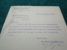 1891 Old Letter: Walter M. Lowney Chocolate Co. Boston, Signed by V.P. Reynolds picture