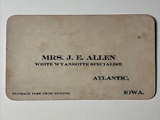 1930s BUSINESS Card Mrs J.E. Allen White WYANDOTTE SPECIALIST Atlantic Iowa picture