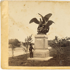 Central Park Eagle Statue Stereoview c1863 Anthony New York Alpine Goat Art F581 picture
