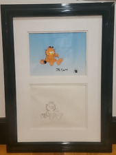 Framed Garfield Jim Davis Original Drawing & Production Cel Signed 28x21 w/ Cert picture