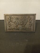 Vintage Cast Iron Bacon Press Wood Handle Pig Design picture